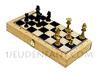 Coffret bois avec échiquier et pièces d échecs en buis feutr�es [n�0] 