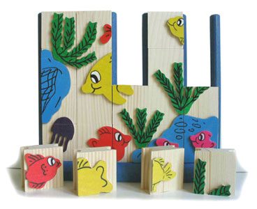 Wooden jigsaw 4 in a row - wooden fish