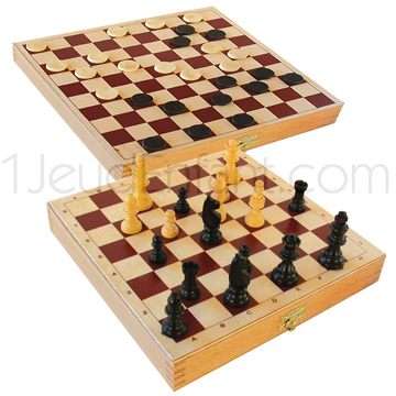 Wood folding box with Chess and Draugths games