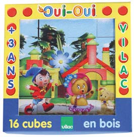 16 cubes en bois Oui-Oui