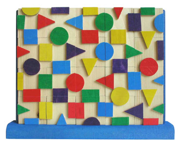 Puzzle en bois 5 en ligne - formes géométriques 