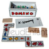 Dominos blancs, artiste: KEITH HARING- 28 dominos en bois massif 
