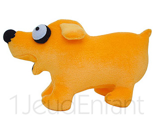 Doudou peluche chien orange le Boudinet - Doudous peluches de l'artiste Keith Haring