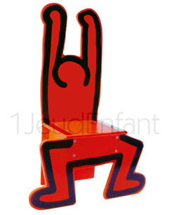 Chaise design Rouge en kit - Mobilier pour enfant de l'artiste Keith Haring